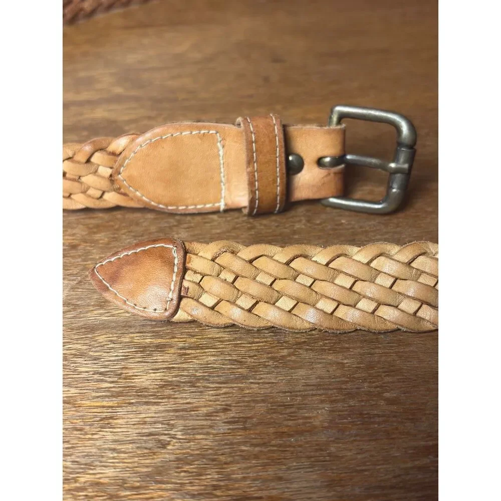 Vintage Outback Red Light Camel Braided Leather Belt sz Medium